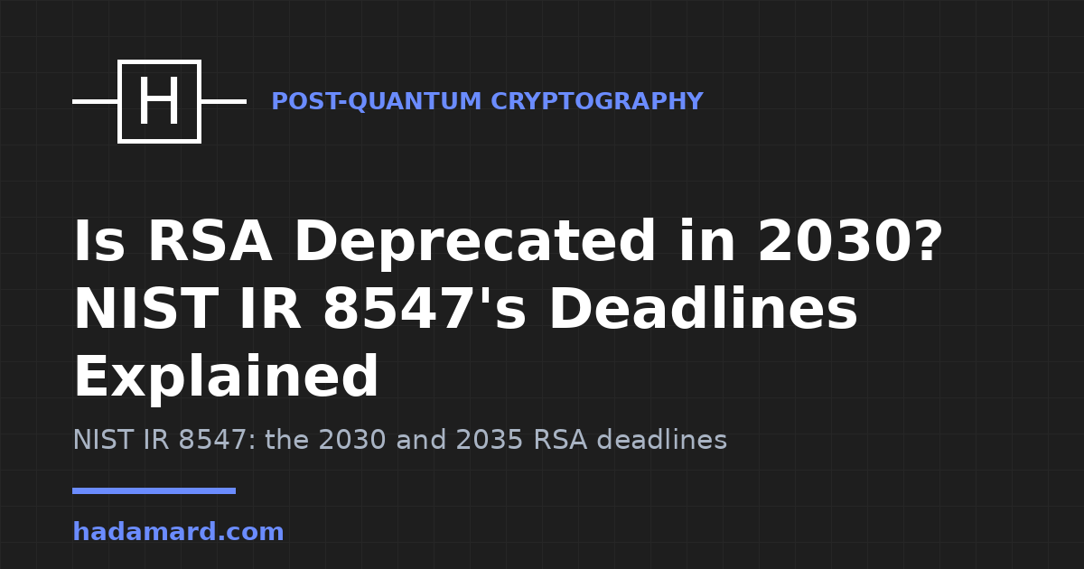 Is RSA Deprecated in 2030? NIST IR 8547's Deadlines Explained — Hadamard