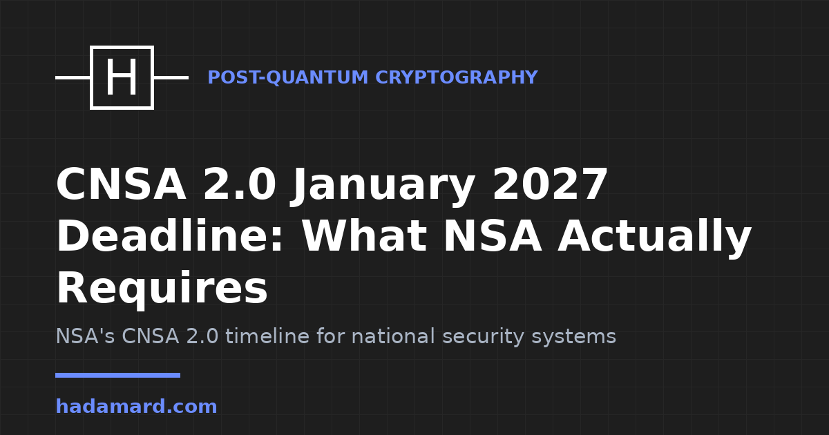 CNSA 2.0 January 2027 Deadline: What NSA Actually Requires — Hadamard